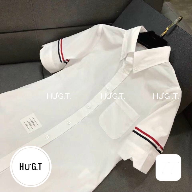 ÁO SƠ MI TRĂNG THORN CỘC TAY ĐUÔI TÔM MS14927