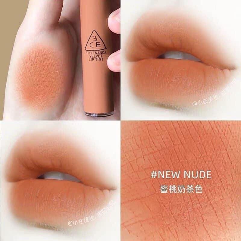 Son 3CE velvet lip tint màu cam nude #new nude