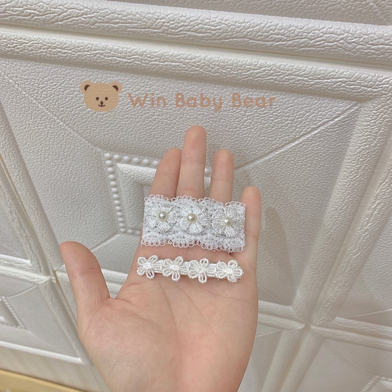 Set 2c kẹp tóc hoa trắng handmade hàn quốc