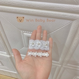 Set 2c kẹp tóc hoa trắng handmade hàn quốc