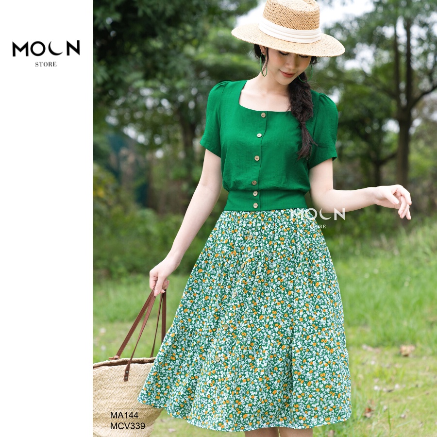 Áo sơ mi nữ cổ vuông chất đũi trẻ trung mát mẻ MA144 MOON STORE