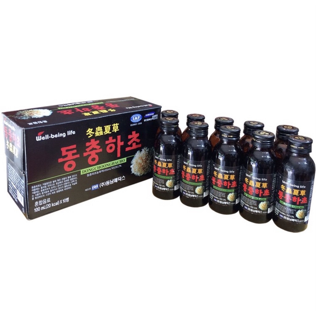 Nước Đông Trùng hạ thảo Hàn Quốc hộp 10 chai x 100ml, nước uống bổ dưỡng đông trùng, PP Sâm Yến 3A