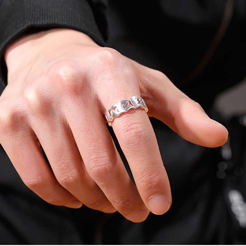 Nhẫn bạc 925 dạng rỗng có thể điều chỉnh kiểu dáng cổ điển cho nam