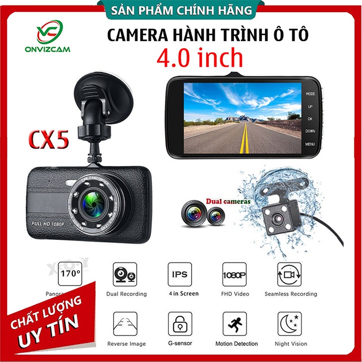 [Mã 253ELSALE hoàn 7% đơn 300K] Camera hanh trình ô tô Full HD ONTEK 8LED, Camera trước/ sau