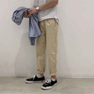 Quần baggy nam nữ cạp chun ống suông kaki 3 màu