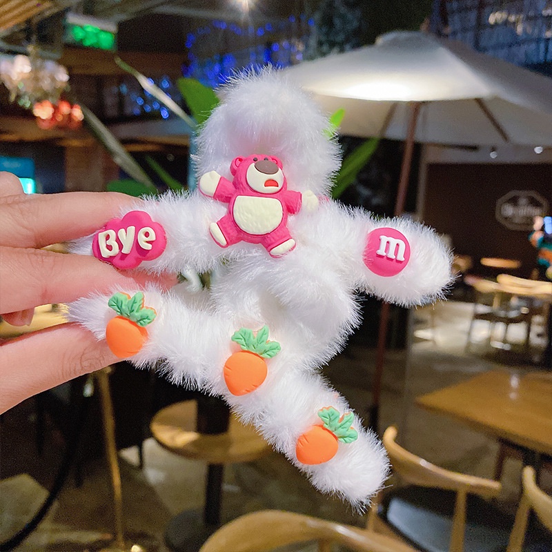 Gấp tóc đứng lông nhung gắn sticker cho bé gái cute, người lớn dùng được