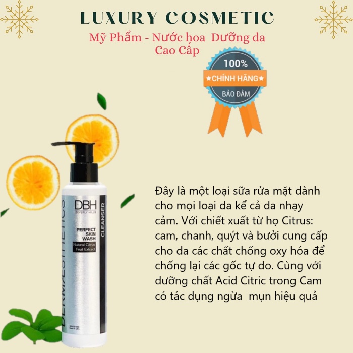 Sữa Rửa Mặt Trắng Da Dành Cho Mọi Loại Da DBH Perfect 175ml