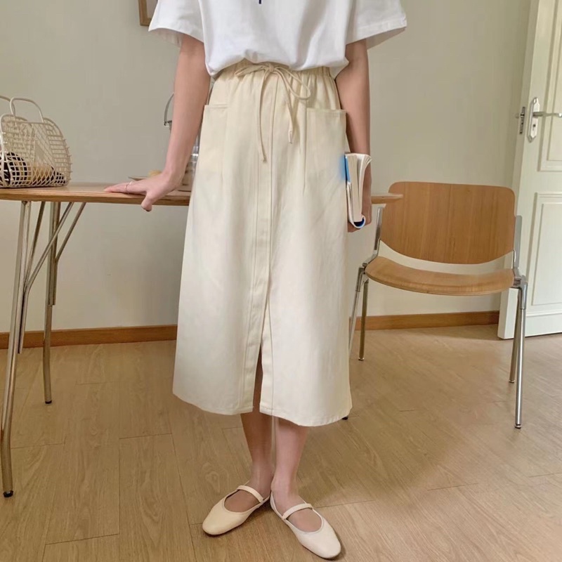 Chân váy jeans Hàn buộc eo