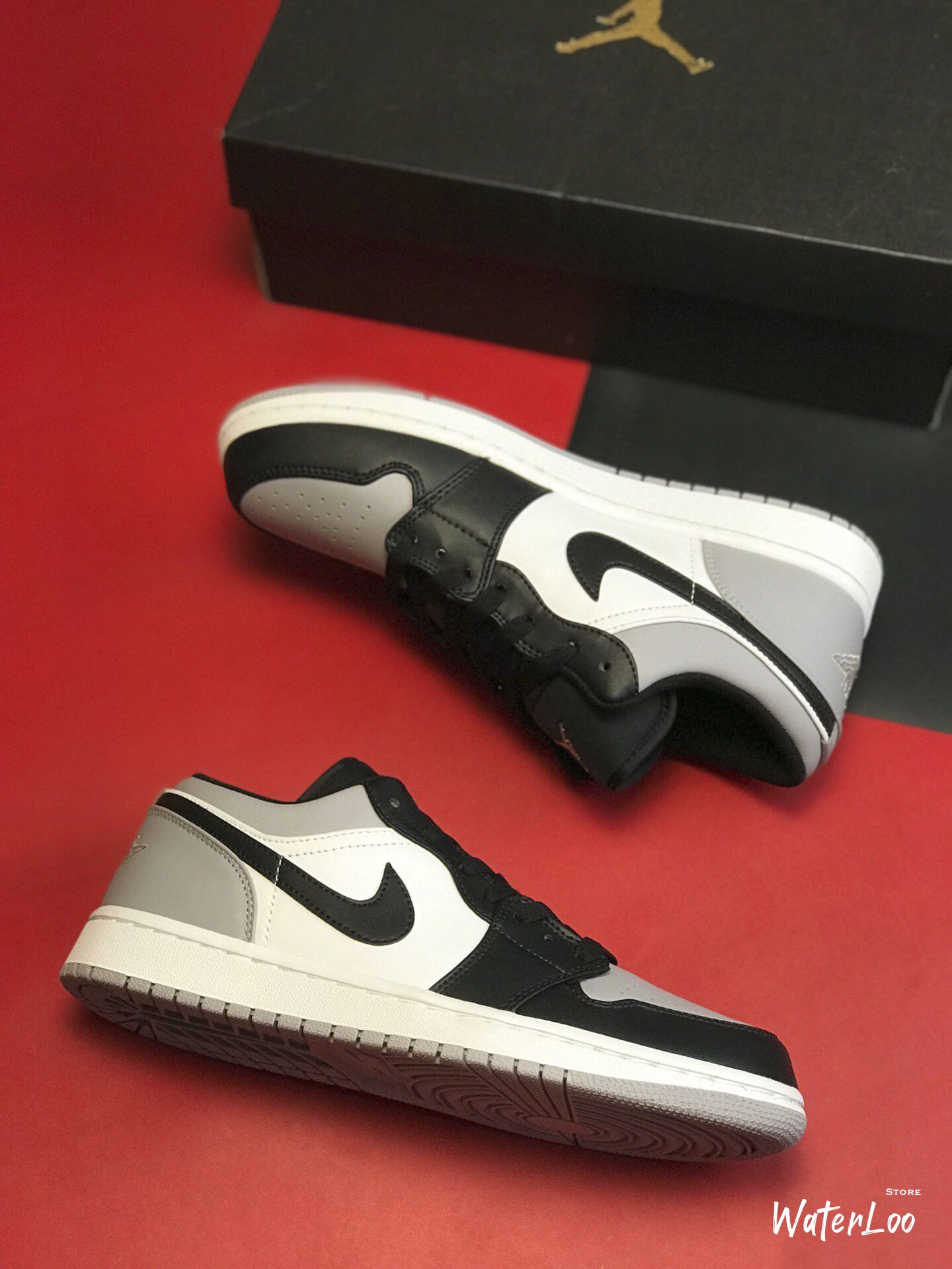 [FREESHIP+HỘP+QUÀ] Giày Thể Thao Sneakers AIR JORDAN 1 Low shadow thấp cổ màu đen gót xám