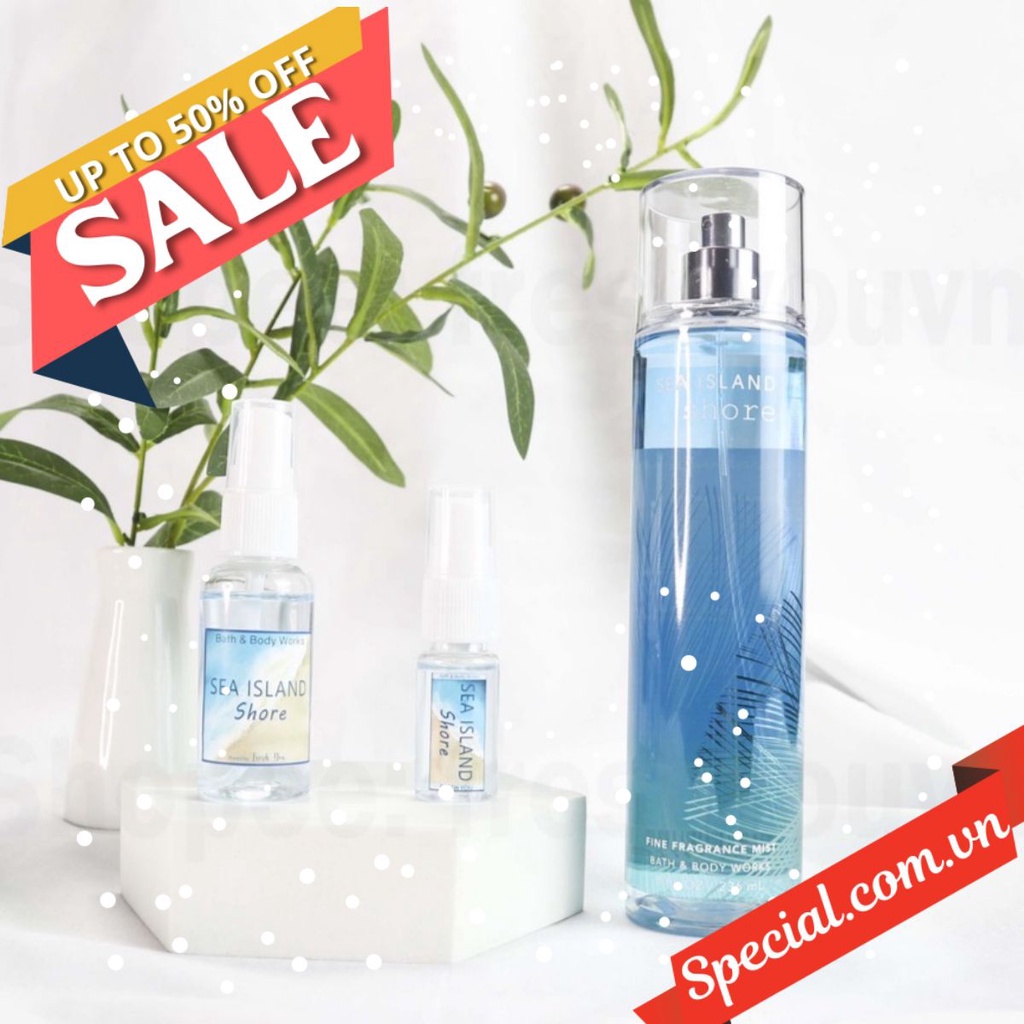 Sea Island Shore - Xịt thơm toàn thân Body Mist Bath & Body Works Sea Island Cotton - Mát Chiết 10/30/50ml