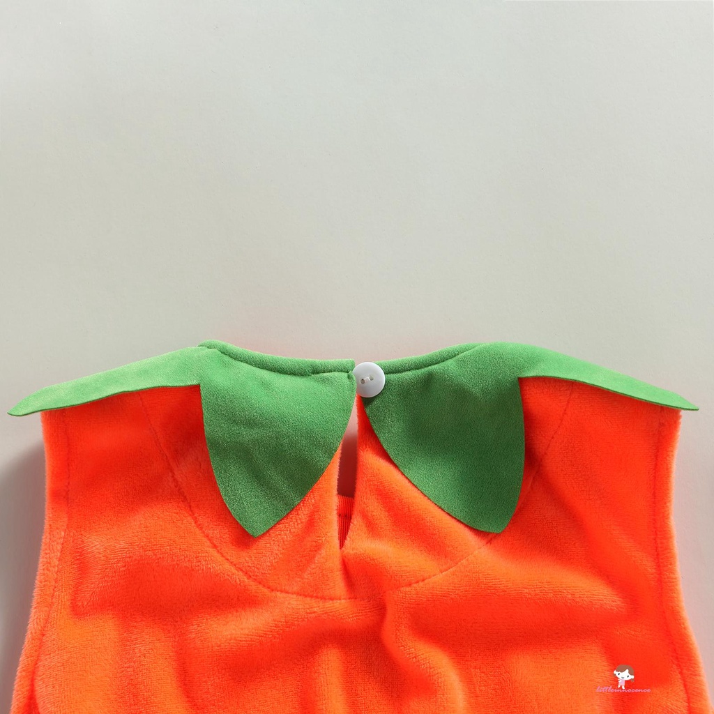 Bộ Đồ Hóa Trang Halloween Gồm Áo Không Tay Thêu Họa Tiết Quả Bí Ngô Và Quần Áo Kèm Mũ Dành Cho Trẻ Em Q7-Babies