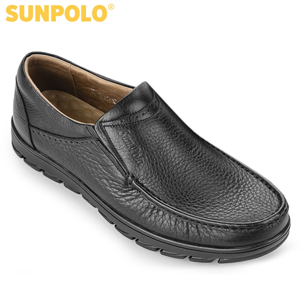 Giày Mọi Nam Da Bò SUNPOLO Đen Nâu SUMU1731DN