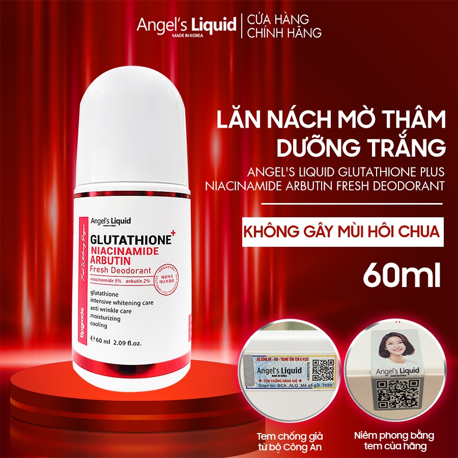 Bộ Sản Phẩm Lăn Nách Mờ Thâm và Xịt Giảm Mụn Lưng Dưỡng Trắng Cơ Thể Angel's Liquid Glutathione Plus Niacinamide