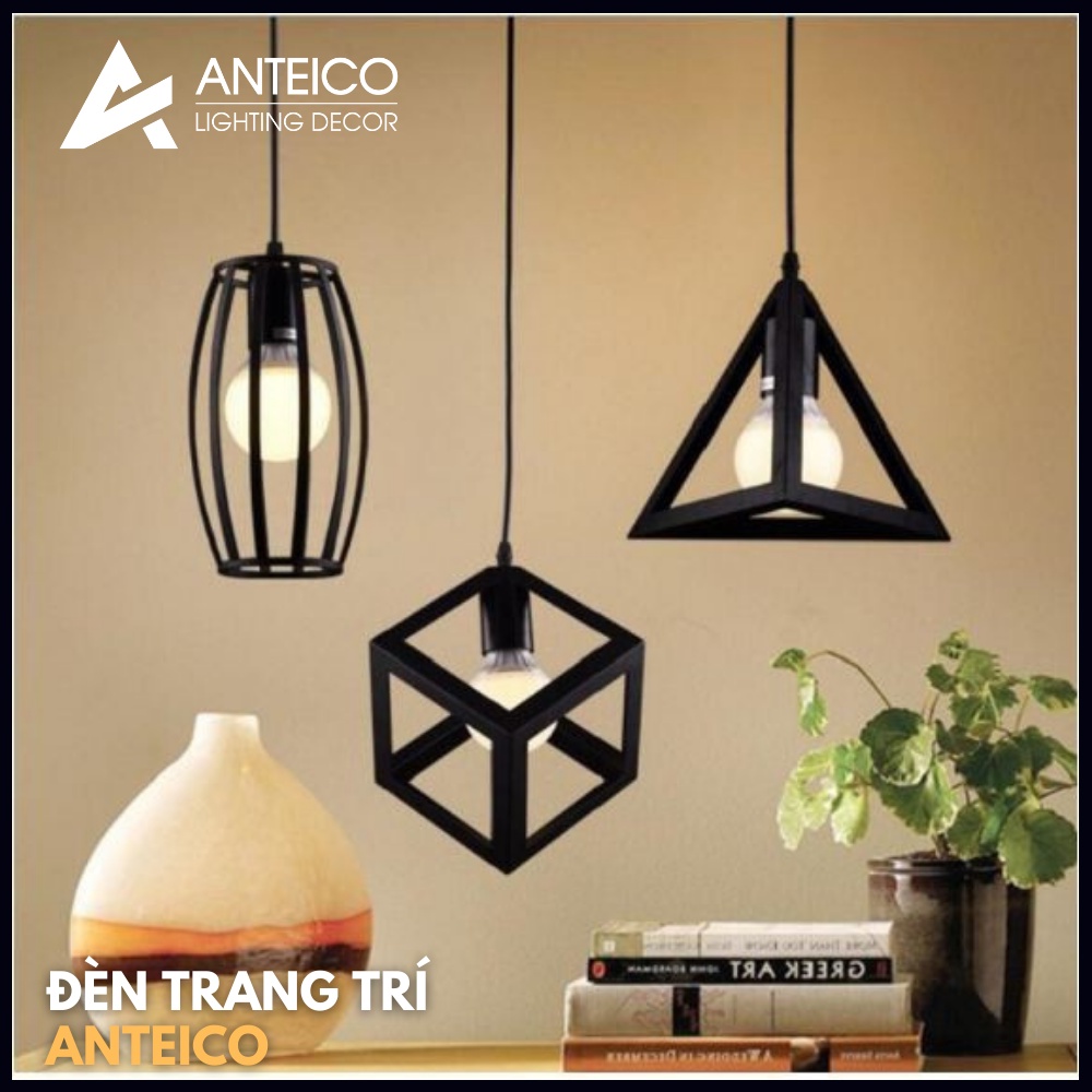 Đèn trang trí hình khối thả đơn , hình tam giác, hình vuông, hình trụ decor vintage cổ điển đẹp Kho đèn Anteico