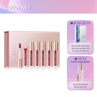 Bộ 6 Thỏi Son Kem Colorkey Seri Hello Kitty Màu Mịn Như Nhung Hiệu Ứng Tráng Gương 1g/PC