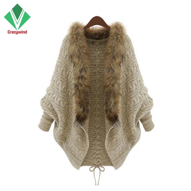 Áo khoác dệt kim phối lông thú thời trang cho nữ