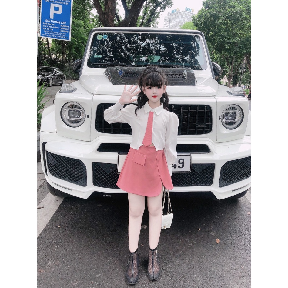 Set bộ sơ mi kết hợp vest đi học đi chơi cho bé gái