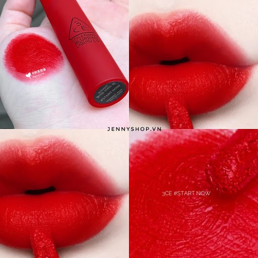 (CAM KẾT AUTH, TEM HIDDEN TAG) Son 3CE Blurring Liquid Lip #Start Now Màu Đỏ Thuần