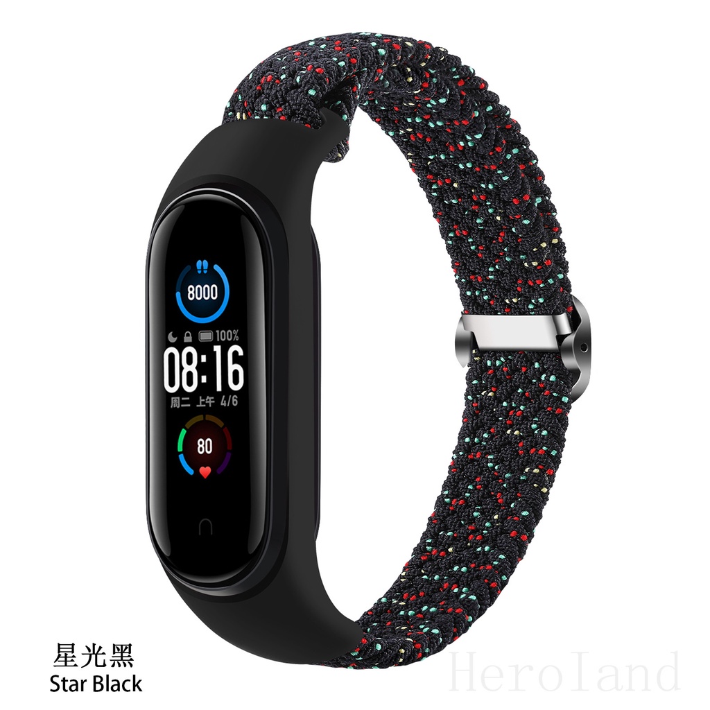 Dây Đeo Đồng Hồ Thông Minh Bằng Nylon Bện Co Giãn Cho Xiaomi mi band 7 6 5 Miband 5 6 7