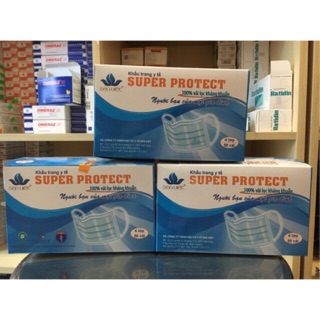 Khẩu trang y tế 4 lớp Sen Việt Hộp 50 cái-SUPER PROTECT hàng xuất khẩu 100% vải lọc kháng khuẩn.