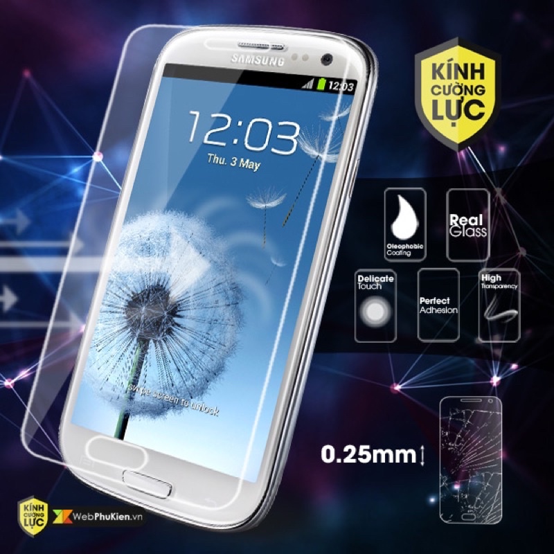 Samsung Galaxy S3 I9300 Kính cường lực kèm phụ kiện dán