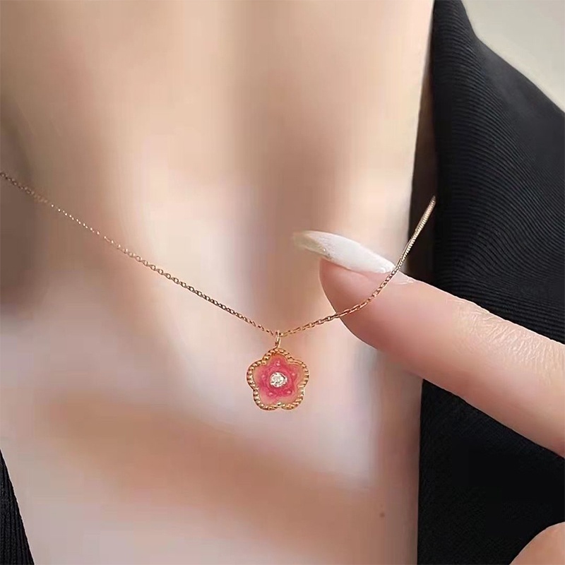 Vòng cổ Mặt Hoa Đào Hồng Ngọt Ngào Cho Nữ