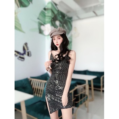 (Hàng Đẹp)Ảnh thật 4 hình cuối-HC027.Đầm bling lấp lánh xẻ tà hot hit