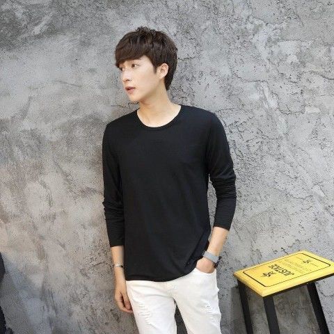 Áo Thun Dài Tay Đính Kim Sa Phiên Bản Hàn Quốc Cá Tính Cho Nam L