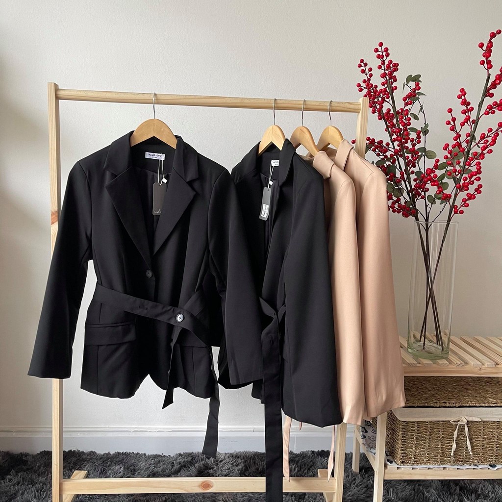 Áo vest - Blazer nữ 2 lớp có dây thắc lưng cùng tone cực xinh - Halo Evy | BigBuy360 - bigbuy360.vn