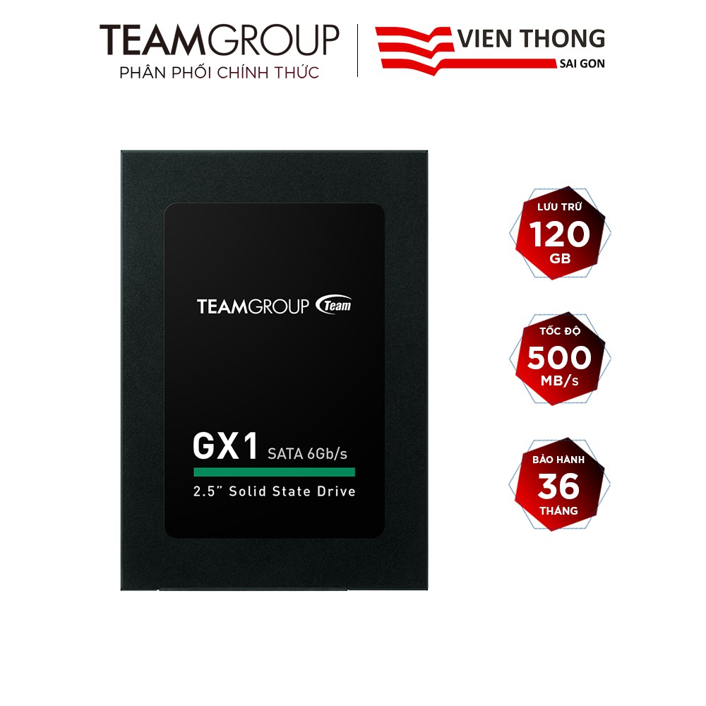 [Mã ELMALL10 giảm 10% đơn 500K] Ổ cứng SSD Team Group GX1 120GB Sata III 7mm 2.5&quot;