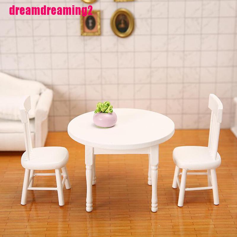 Mô Hình Ghế Gỗ Màu Trắng Tỉ Lệ 1 / 12 Trang Trí Nhà Búp Bê