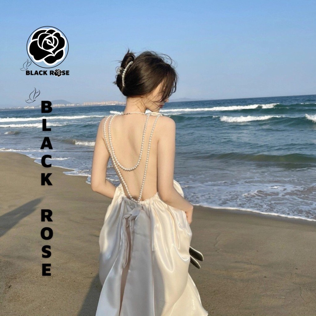 Váy Đầm Dự Tiệc Đi Biển Sang Chảnh Hở Lưng Sexy BLACK ROSE Váy 2 Dây Ngọc Đẹp Cao Cấp - TẤM BOUTIQUE | BigBuy360 - bigbuy360.vn