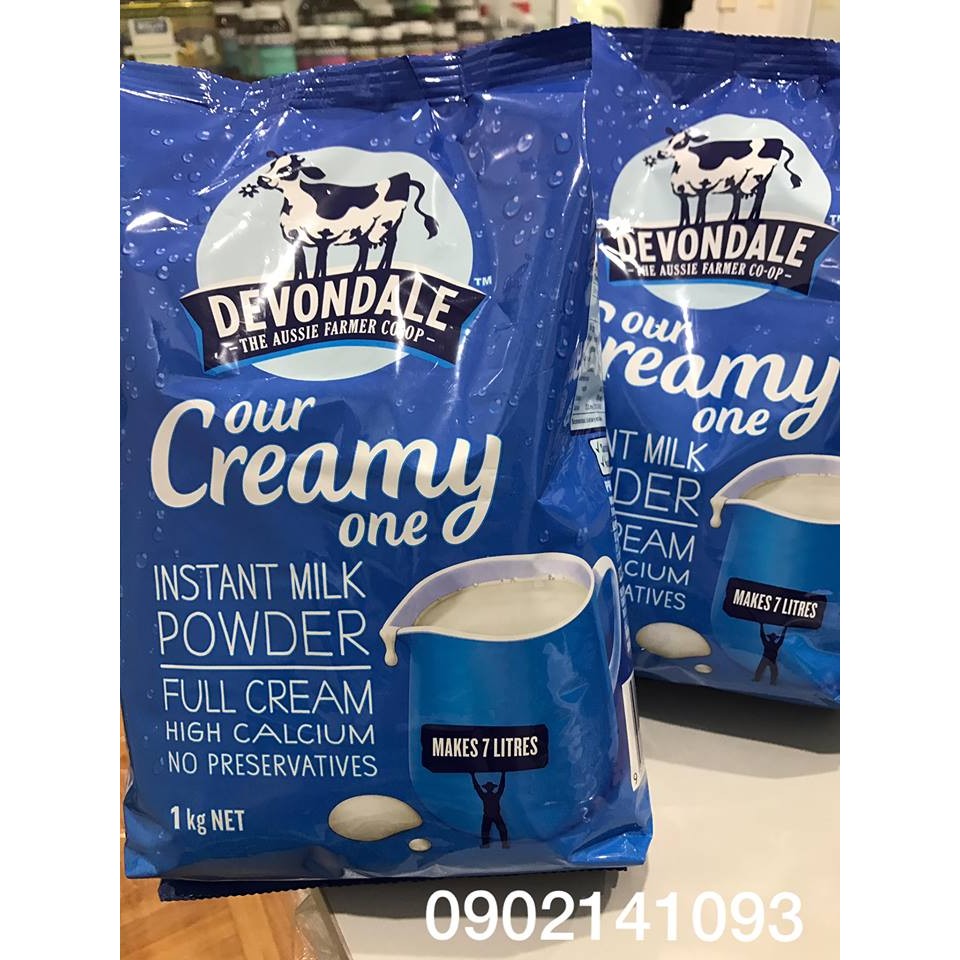 Sữa tươi nguyên kem dạng bột Devondale 1kg của Úc - FULL CREAM DEVONDALE (Không tách chất béo)