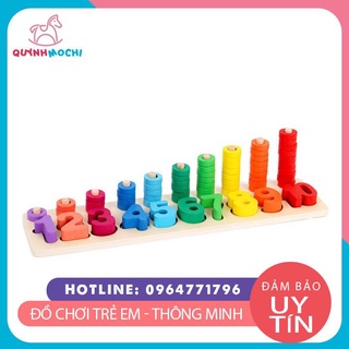 Đồ chơi gỗ bộ học đếm hình học cao thấp và số