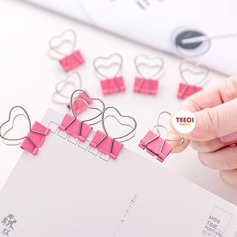 <Ảnh Thật Shop Chụp> Kẹp Bướm Kim Loại Giữ Giấy Ghi Chú Tài Liệu Đánh Dấu Sách Đồ Dùng Hình Trái Tim Độc Lạ D090