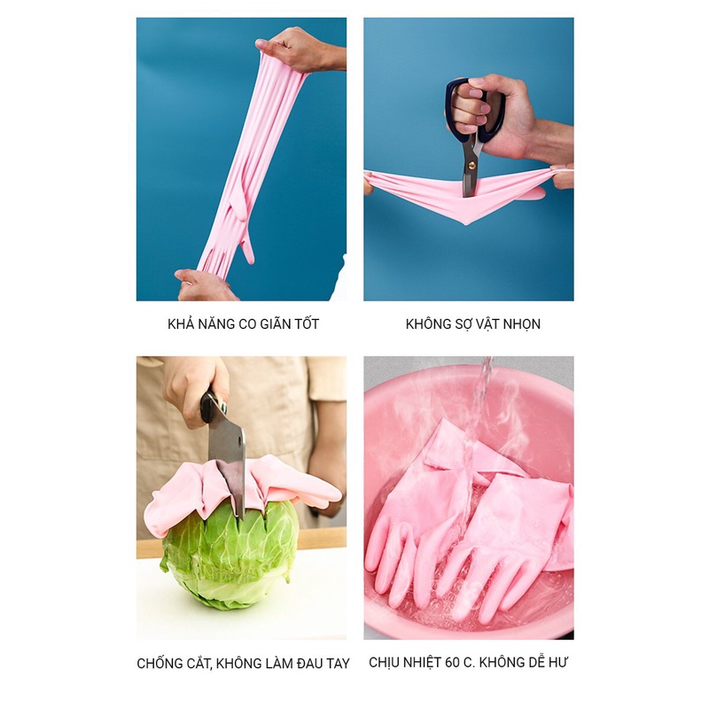 Găng tay rửa bát Seiwa Nhật Bản, bao tay rửa chén, găng tay cao su đa năng rửa chén bát giặt quần áo