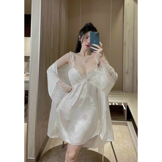 Set ngủ lụa hàng cao cấp có đệm ngực Lei01