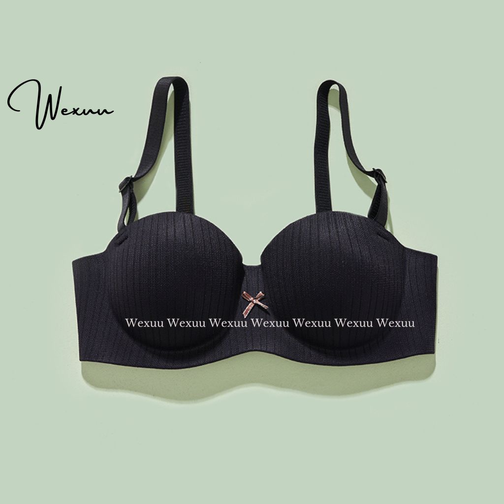 Áo cúp ngực Wexuu Design đệm kép dày vừa phối nơ sọc mút mềm thông hơi thoáng khí - AV42