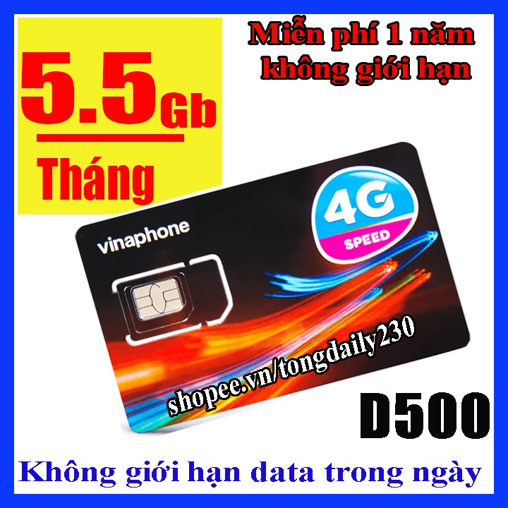 Sim 4G Vianphone trọn gói sử dụng 1 năm gói cước D500,D500t, tặng que chọc sim xin