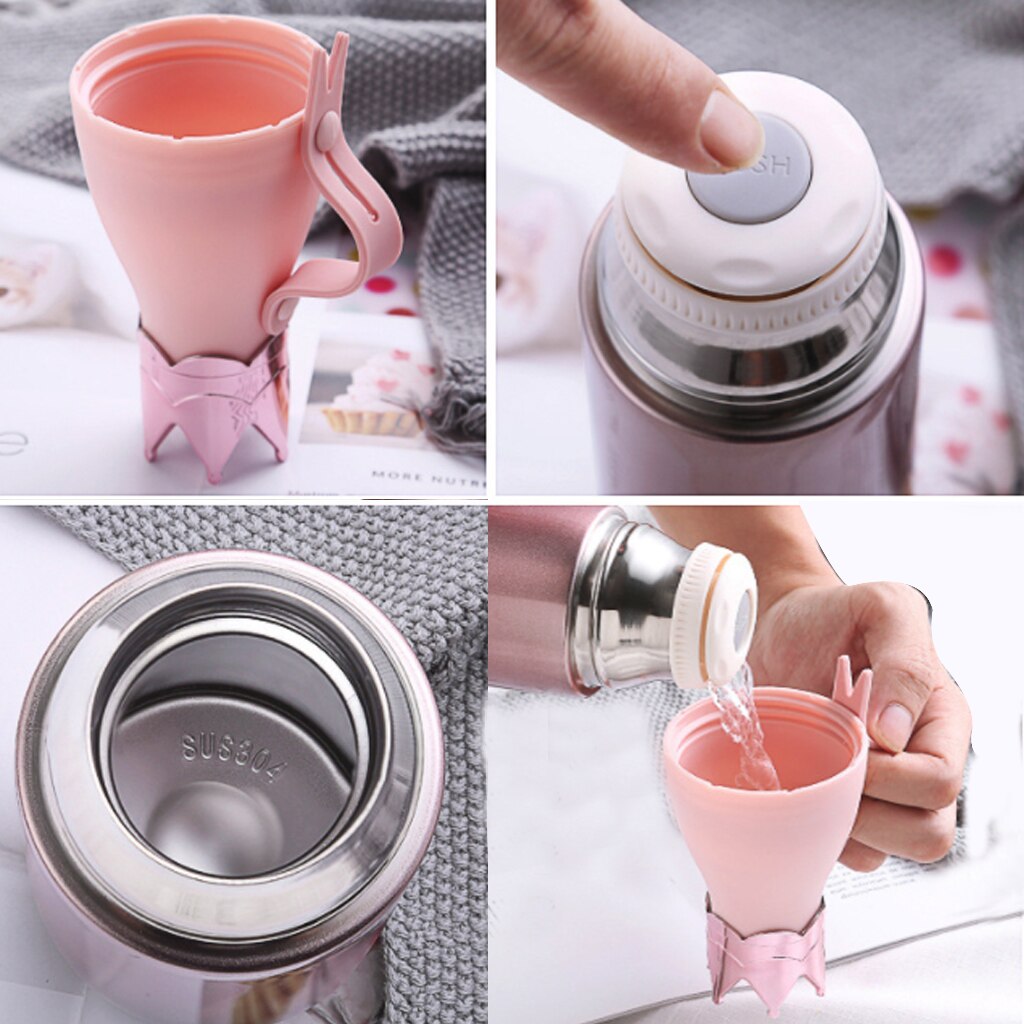 350ML Capacity Crown Vacuum Cup Stainless Steel Thermos Mug Outdoor Travel Water Bottle Flask