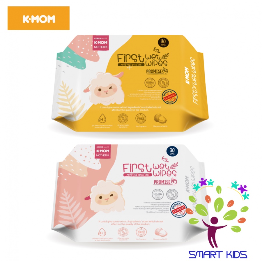 KHĂN ƯỚT CAO CẤP K-MOM HÀN QUỐC FIRST WET WIPES (30C)