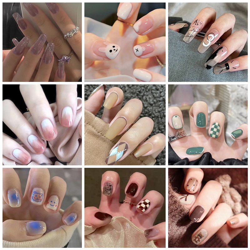 [Hàng mới về] Hộp 24 móng tay giả che phủ toàn diện mẫu R241-R260 tùy chọn có keo dán thời trang