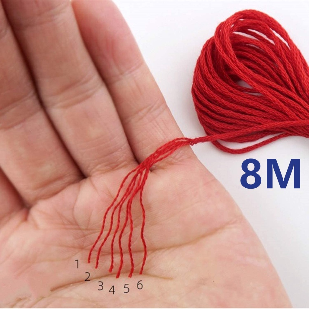 Cuộn Chỉ Thêu 8 Màu Dài 8m