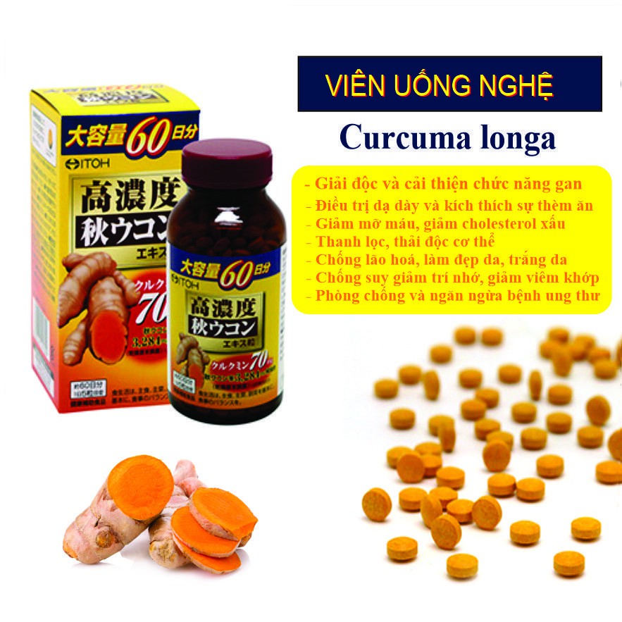 Thực Phẩm Bảo Vệ Sức Khỏe Itoh High Concentrated Turmeric &quot;Curcuma Longa&quot; Extract Từ Nghệ 251mg x 300Viên