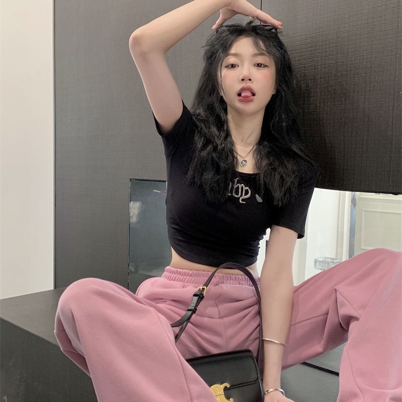 COZOK Bộ Áo Thun Ngắn Tay + Quần Dài Thời Trang Cá Tính Trẻ Trung