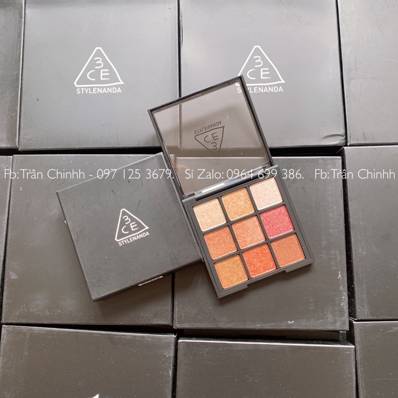 Có sẵn - Bảng nhũ mắt 9 ô 3CE ALL NIGHTER makeup mắt lung linh