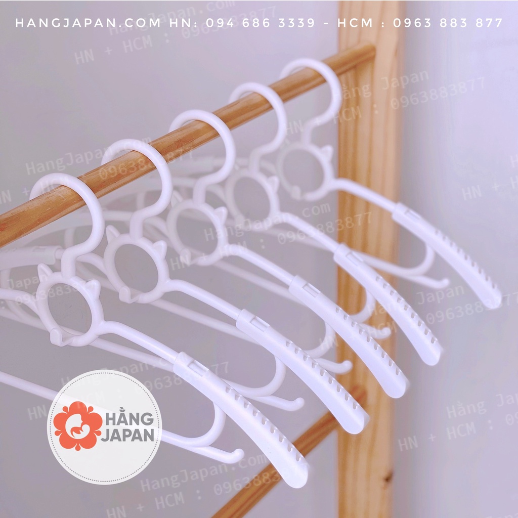 Bộ 5 móc treo quần áo hình mèo cho bé điều chỉnh được độ dài ngắn