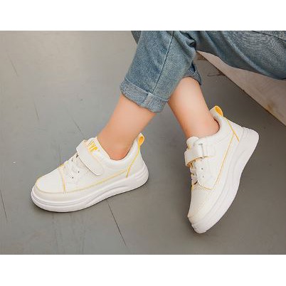 Giày Sneaker trắng trẻ em tiểu học cao cấp đế êm chân da Pu mềm CG21