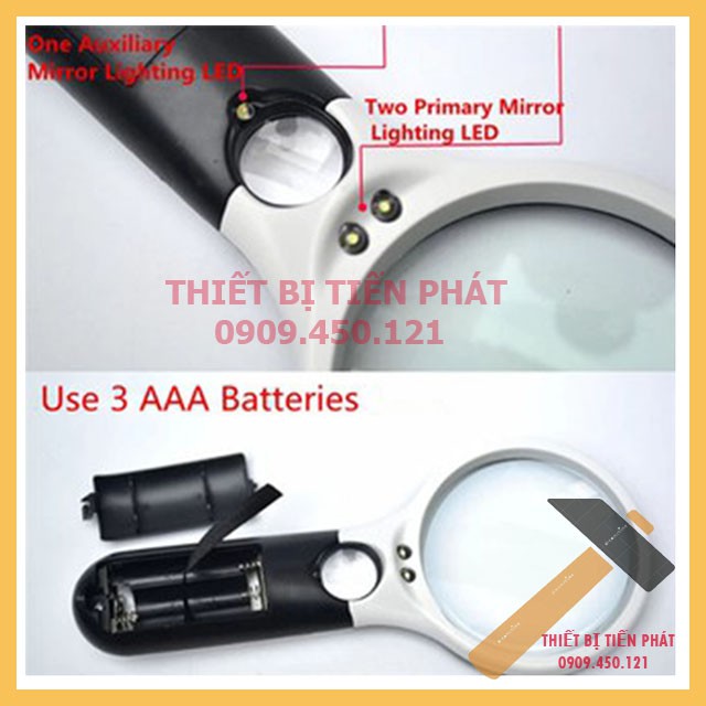 Kính Lúp Cầm Tay Phóng Đại Có Led Magnifier Siêu Sáng Size To, Zoom Tốt Nhất x10,x20 Lần NO.6902AB