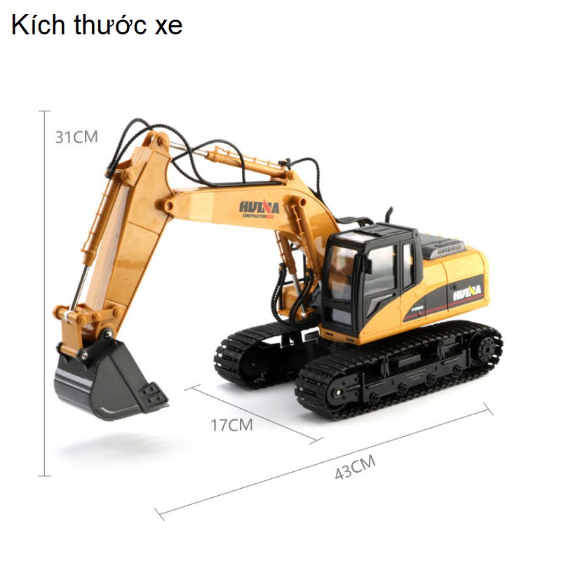 Mô hình xe cẩu xúc đồ chơi điều khiển từ xa Huina Toys 550 xe có âm thanh và đèn sóng 2.4G 15 kênh sử dụng pin sạc